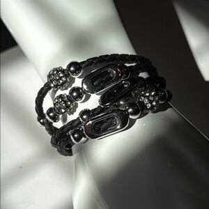 Black and Silver Braided Bracelet